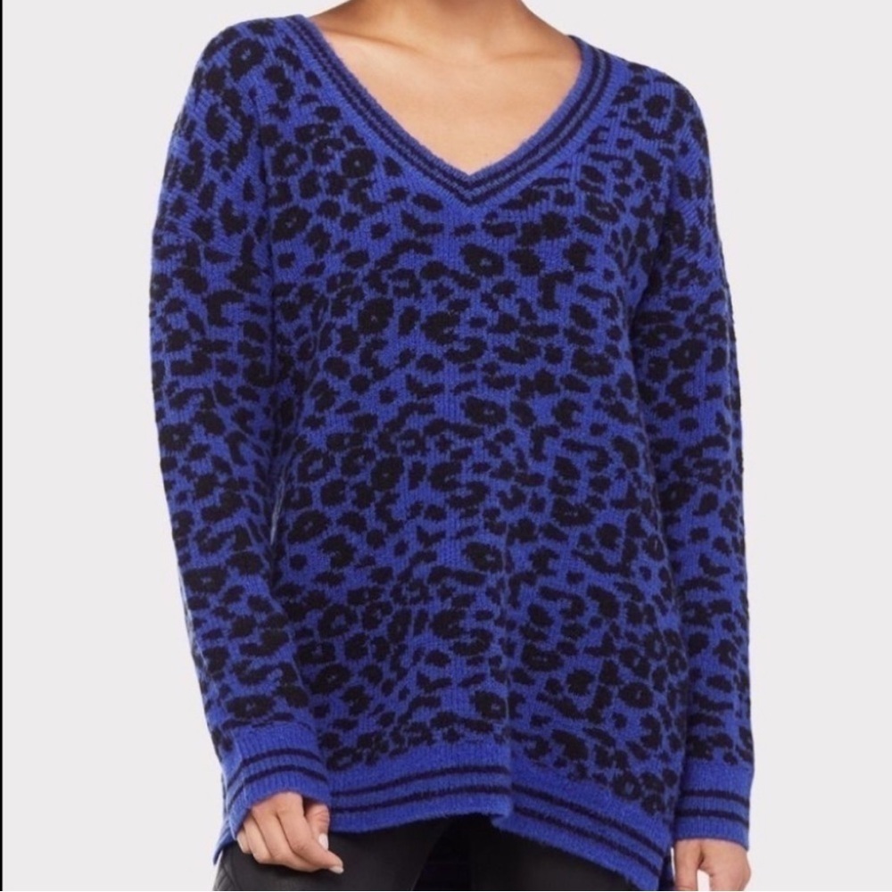 John + Jenn Leopard Print V Neck Sweater